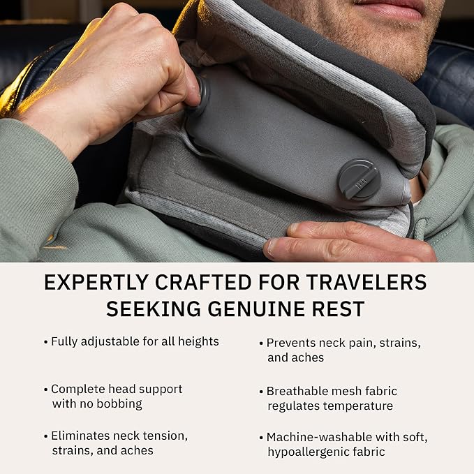 trtl Pillow Plus - Plane Neck Pillow for Traveling - Plane Pillow with Foam Padding for Head and Neck Support - Machine Washable - Waterproof Carry Bag
