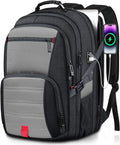 Extra Large Laptop Backpack for Men, Travel Backpack,Big Backpack, 50L Water Resistant School Business Work Computer College Heavy Duty Bag with USB Port, Fits 17 Inch Laptop, Grey