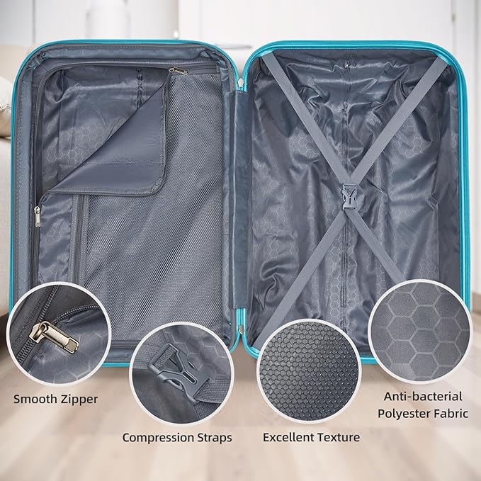 LARVENDER Luggage Sets 5 Piece Hardside Expandable Suitcase with Wheels Lock,PC+ABS Hardside Lightweight Rolling Suitcase for Women and Men,Cotton Candy
