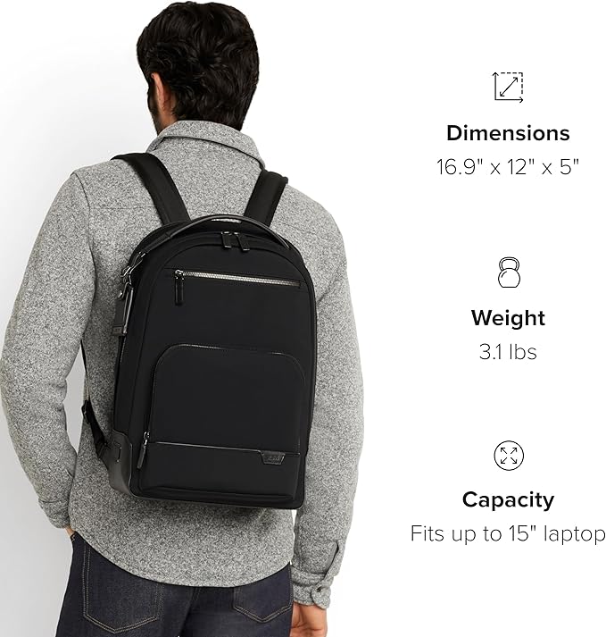 TUMI Harrison Warren Backpack - 15-Inch Laptop Backpack - Stylish Women's & Men's Backpack for Travel & Business - Cognac Leather