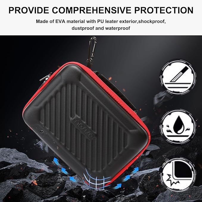 MOSISO Camera Case Compatible with GoPro Hero 13/12/11/10/9/8/7, Hard Travel Carrying Case Compatible with AKASO EK7000/V50/Brave 4/7 LE/8, EVA Case with Handle & Snap Hook for Action Camera, Black