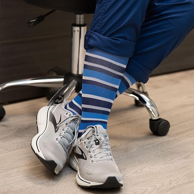 Medical Grade Compression Socks for Men & Women 15-20 mmHg by OrthoSleeve (Purple w/Stripes, Large)