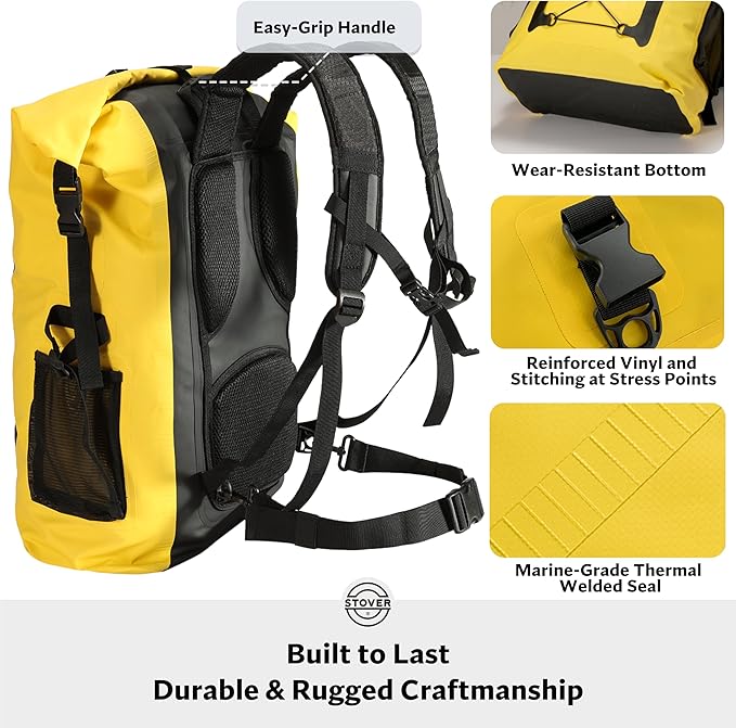 STOVER 5/10/25/30/40/55L Waterproof Backpack- Floating Dry Bag for Kayaking, Travel, Beach, Hiking, & Camping, Men/Women