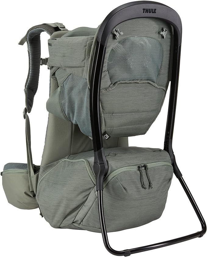 Thule Sapling Child Carrier Backpack - Machine Washable Seat - Self-Standing Frame - Adjustable padded straps for parents - Ergonomic seat with under-leg support for child - UPF 50 Sunshade