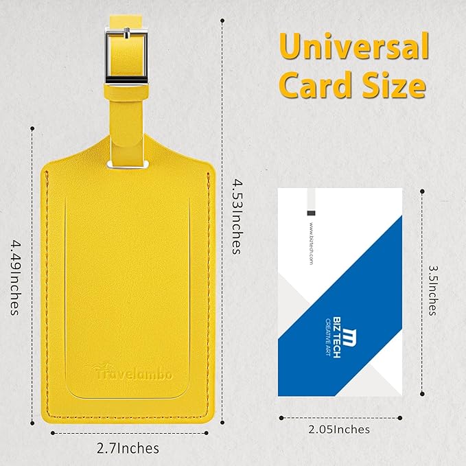 Travelambo Luggage Tags for Suitcases Faux Leather Privacy Protection 30 Pack Bag Tags Travel Accessories Essential, Energetic Yellow