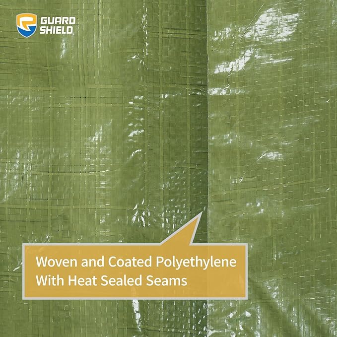 GUARD SHIELD Tarp Green 10x10 Feet Multi Purpose Waterproof Poly Tarp Cover 5mil