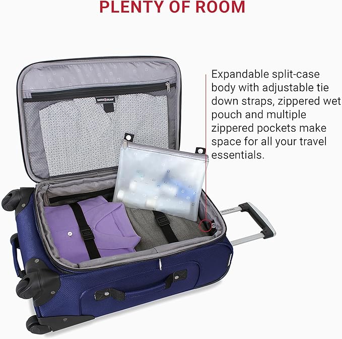 SwissGear Sion Softside Expandable Luggage, Blue, Carry-On 21-Inch