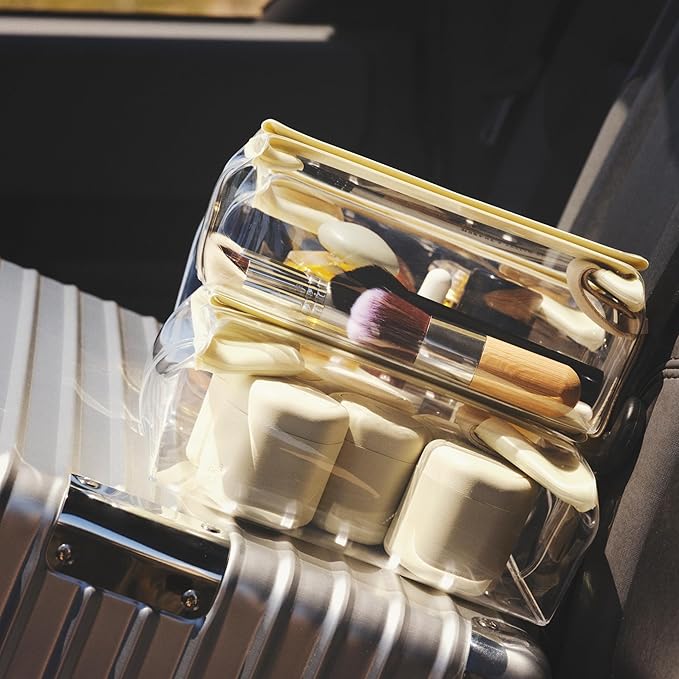 Cadence Travel Containers - Full Skincare Set - Magnetic Containers with Lids,Carry On Travel Essentials For Women/Men - 2 Small (0.56oz), 4 Medium Capsules (1.32oz), & Extender (1.43oz) - Pacific