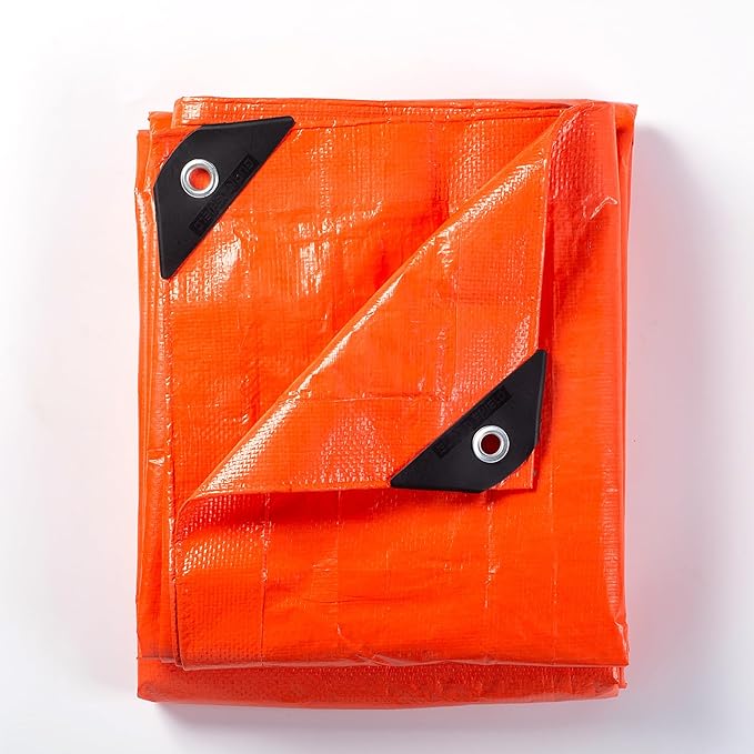 GUARD SHIELD Orange Tarp 12x16 Feet Tarps High Visibility Outdoor Poly Cover Lightweight 6mil