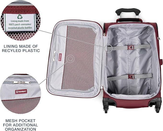 Travelpro Maxlite 5 Softside Expandable Carry-On Luggage with Spinner Wheels, Lightweight, 21-Inch —Burgundy
