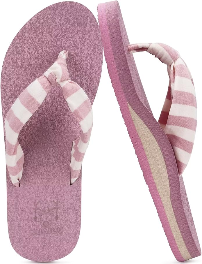KuaiLu Flip Flops for Women with Arch Support Yoga Mat Comfortable Summer Beach Walking Thong Cushion Sandals Slip On Indoor Outdoor
