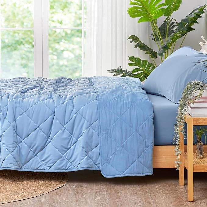 Cozy Bliss Cooling Blanket for Hot Sleepers, Q-Max 0.4 Cooling Comfort Throw Twin Size, Cold Blankets for Night Sweats Sleeping, Ultra-Cool Lightweight Breathable Summer Blanket for Bed Travel