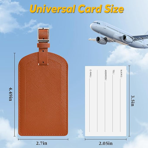 3 Pack Luggage Tags for Suitcases, TSA Approved Bag Tags, Baggage Tags with Privacy Protection, Travel Essentials Luggage Accessories, Brown