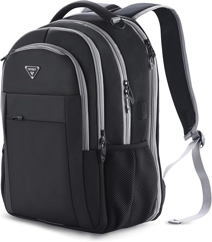 Multipocket TSA Black Travel Laptop Backpack for Men, Anti-Theft Business Daypacks, Airline Approved Personal Item Work Bag, Water Resistant 16 Inch Work Computer Backpack