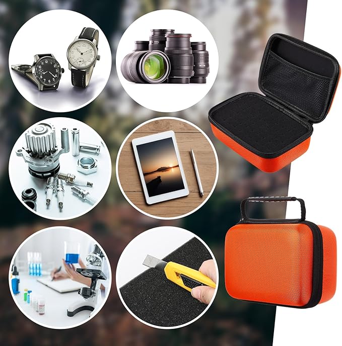 EVA Hard Case with Customizable Foam Protective EVA Carrying Case Shockproof Outdoor for Camera, Digital Products, Electronic Instruments with Knife(Orange,12.6 x 12.2 x 3.5 Inch)