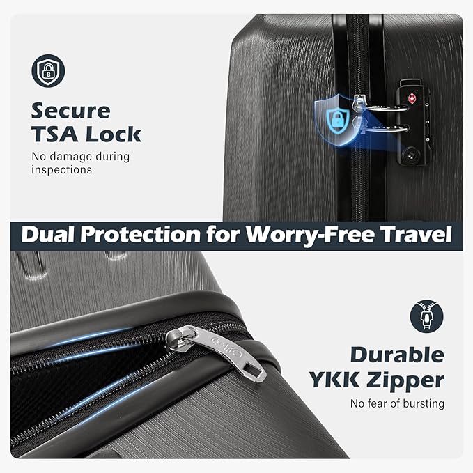 Coolife Luggage Suitcase PC+ABS with TSA Lock Spinner Carry on Hardshell Lightweight 20in 24in 28in (wine red, S(20in_carry on))