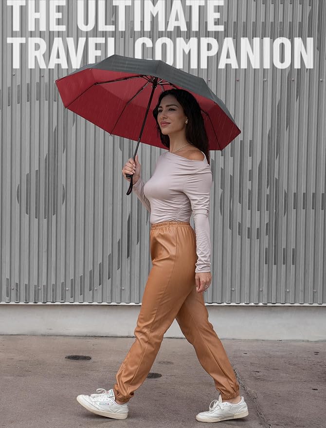 REPEL Windproof Travel Umbrella - Compact & Withstands Winds up to 85MPH , Strongest Premium Auto Folding Umbrella for Rain and Sun - Durable, Light & Portable for Women & Men , Fits Backpack & Cars