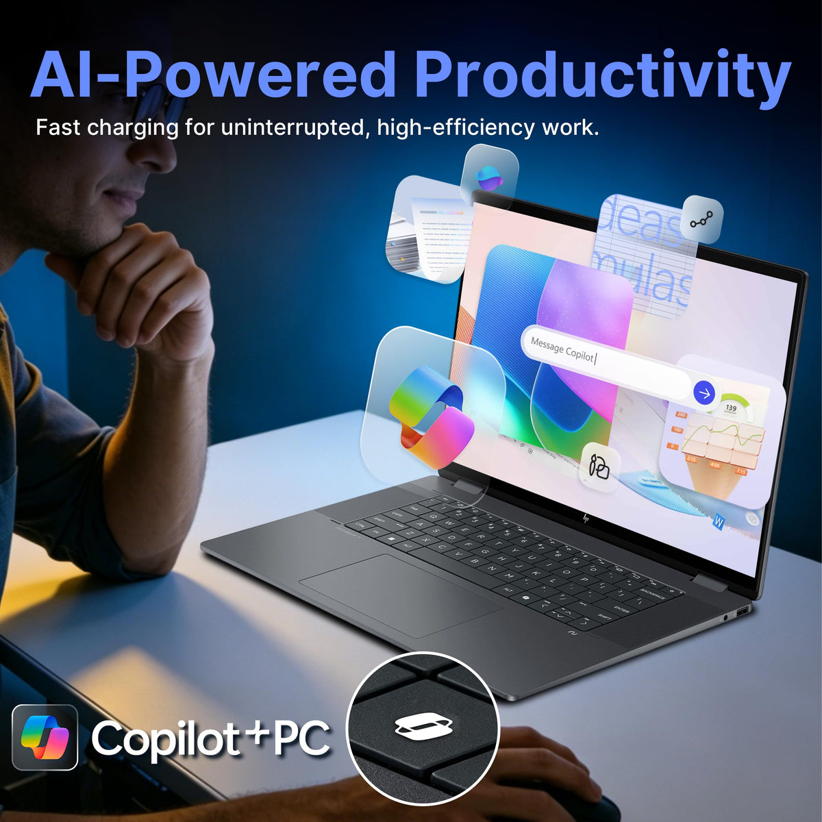 HP OmniBook X Flip 2-in-1 16" 2K Copilot+ PC Touch Laptop, Intel Core Ultra 9 288V, 32GB LPDDR5X, 2TB Storage (1TB SSD+1TB Docking Station), Intel Arc 140V GPU, Backlit Keyboard, Win 11, Gray