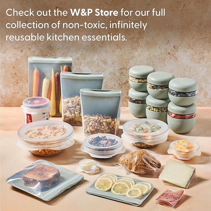 W&P Porter Ceramic Bowl Lunch Container w/ Protective Non-slip Exterior, Slate 1 Liter | Lid & Snap-tight Silicone Strap | Food Storage, Bento Box, Meal Prep | BPA-Free Ceramic