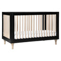 Babyletto Lolly 3-in-1 Convertible Crib with Toddler Bed Conversion Kit in Black and Washed Natural, Greenguard Gold Certified