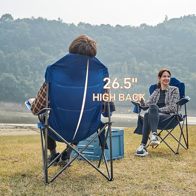 EVER ADVANCED Camping Chairs, Lawn Chairs Outdoor Sports Chairs, Folding Chair Camping Chairs for Adults, Supports 400lbs