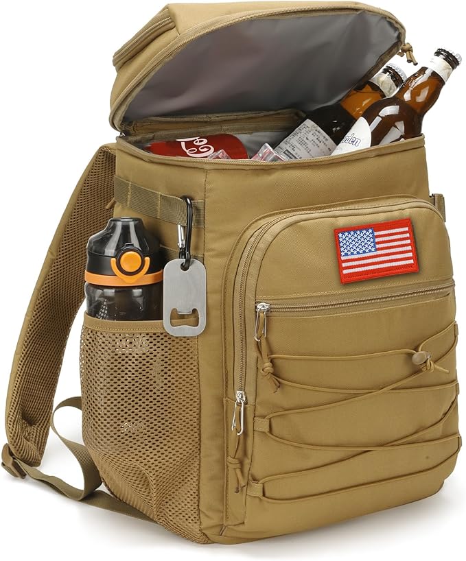 Tactical Backpack Cooler, 25L Cooler Backpack Insulated Leak-Proof, Heavy Duty Large Lunch Backpack, Waterproof Ice Chest Backpack for Men Women Adults Work Daytrip Camping Beach Hiking Accessories