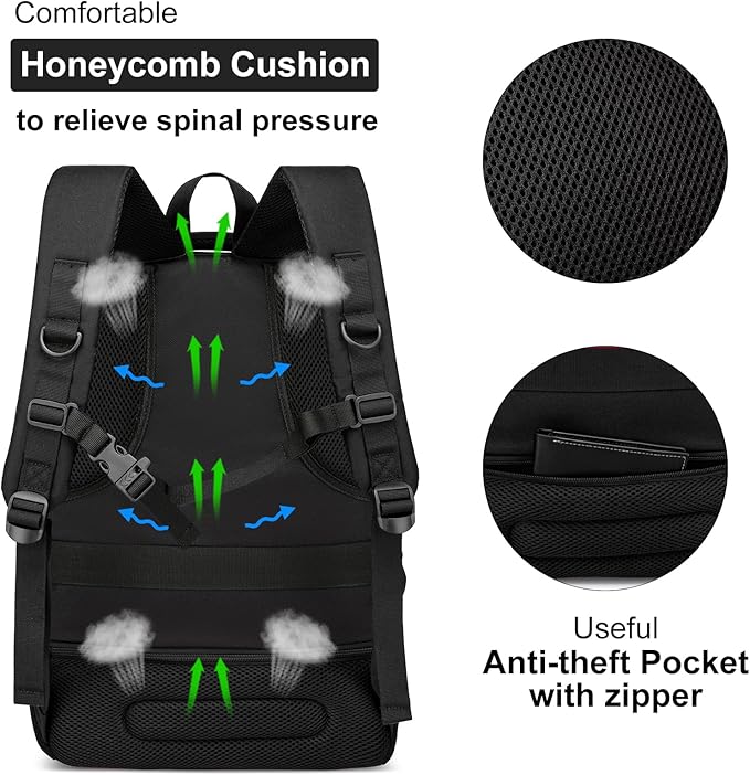 School Backpack for Teen Boys, 15.6 Inch Anti Theft Laptop Bookbag with USB Charging Port, Water Resistant College - Travel Backpack Ergonomic, Fits Notebook, Men Women
