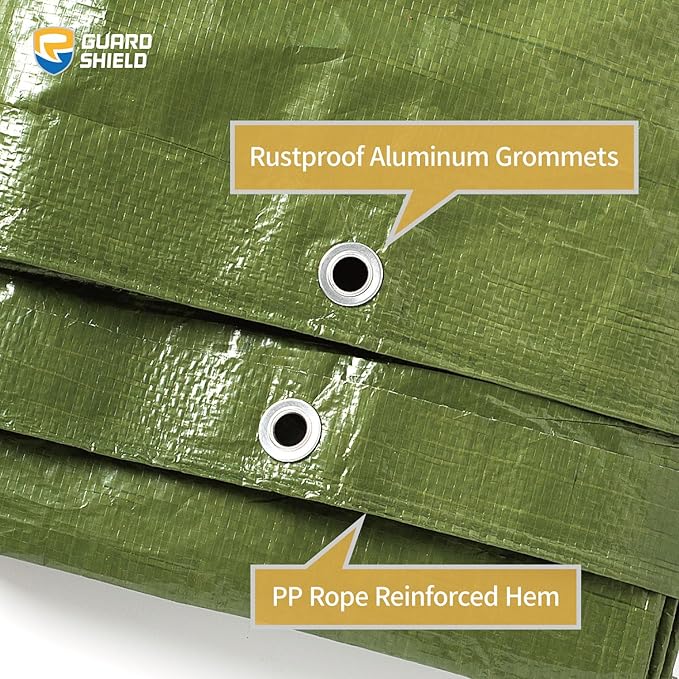 GUARD SHIELD Tarp Green 12x16 Feet Multi Purpose Waterproof Poly Tarp Cover 5mil (2-Pack)