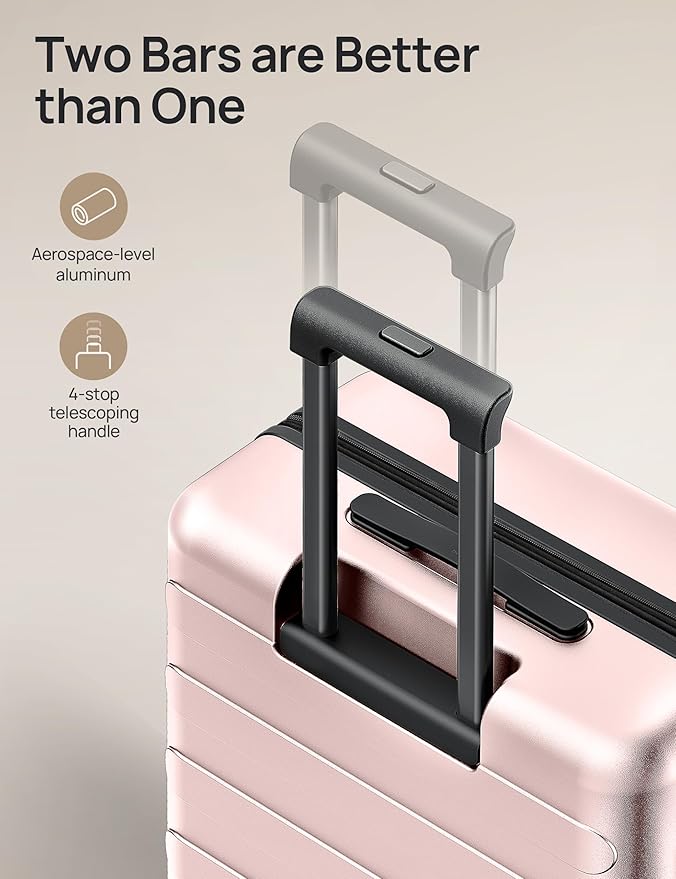Carry on Luggage 22 X 14 X 9 Airline Approved, 20 Inch Luggage for 3-5 Days Travel, Double Spinner Wheels, 100% Hardshell PC, TSA Lock (00-Pink (Expandable), Carry-On 20-Inch)