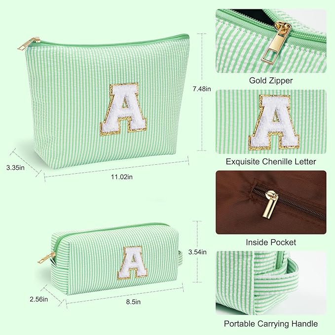 YOOLIFE Gifts - Personalized Mother's Day, Graduation & Birthday Gifts for Women - Monogram Initial Cute Makeup Bag Cosmetic Toiletry Pouch Make Up Case