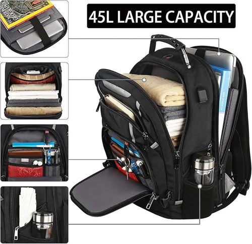17 inch Laptop Backpack, Large Travel Backpack for Men Airline Approved with USB Charging Port and TSA Friendly, RFID Anti Theft Water Resistant Bookbag Fit for College High School Students Weekender
