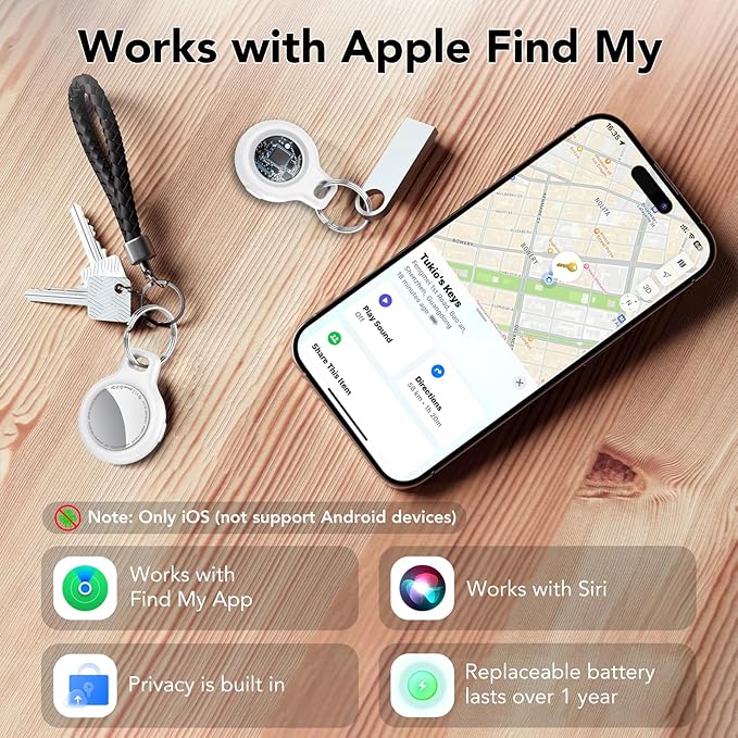2025 New [Apple MFi Certified] (iOS Only) Air Tracker Tags-2 Pack, Bluetooth Tracker for Apple Find My, Replaceable Battery, Key Finder and Item Locator Smart Tag for Keys, Bags, Luggage, Pets, Wallet