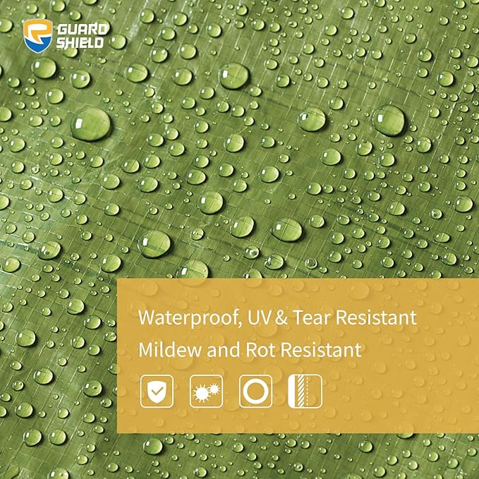 GUARD SHIELD Tarp Green 16x20 Feet Multi Purpose Waterproof Poly Tarp Cover 4mil (2-Pack)