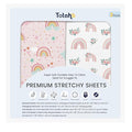 TotAha Pink Rainbow Crib Sheets Girl - Hypoallergenic, Silky Comfort, Buttery Soft, Calming Effect, All-Season Premium Stretchy Jersey-Knit Sheets, 9'' Extra Deep Pocket-2 Pack