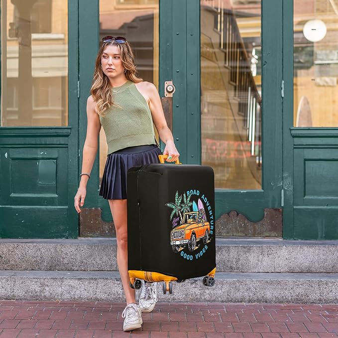 HYPER VENTURE Washable Luggage Cover - Fashion Suitcase Protector Fits 31-32 Inch Luggage (Road Adventure, XL)