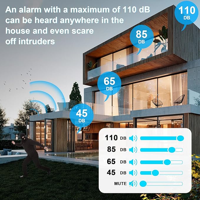 SanJie Door Sensor Chime for Door Opens, Business/Home/Office/Store, 500 FT Range, 26 Chimes, 5 Adjustable Volume, 3 Sensors + 2 Receivers