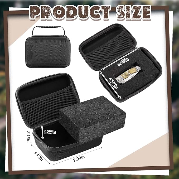 EVA Hard Case with Customizable Foam Protective EVA Carrying Case Shockproof Outdoor for Camera, Digital Products, Electronic Instruments with Knife (Black,7.1 x 4.7 x 3.1 Inch Inch)