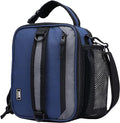MIER Expandable Lunch Bag Insulated Lunch Box for Men to Work Travel Portable Lunchbox Bags with Shoulder Strap and Water Bottle Holder(Navy/Grey)