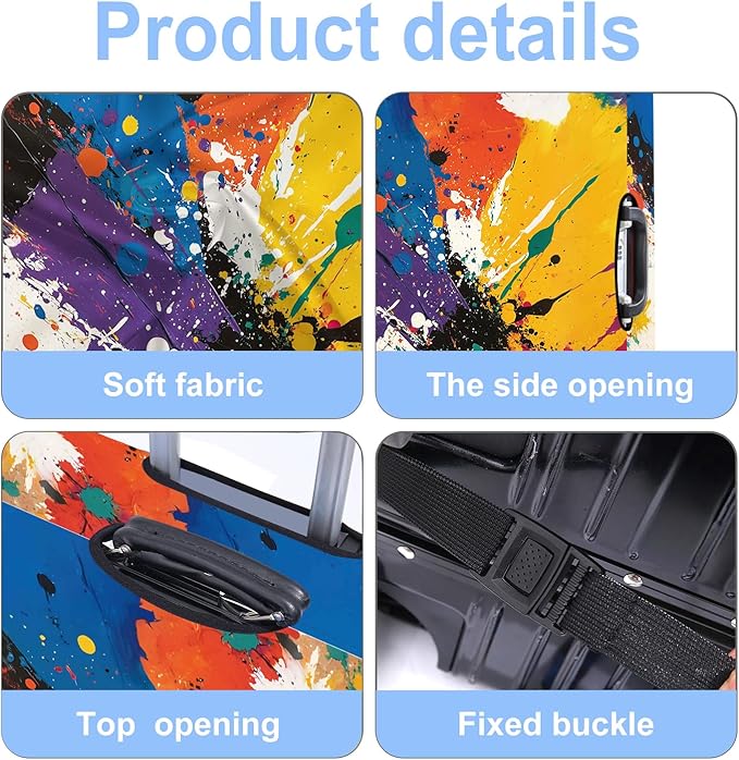 Luggage Cover Washable Suitcase Protector Anti-scratch Suitcase cover Fits 20-34 Inch Luggage (Watercolor, S(20-22inch suitcase))