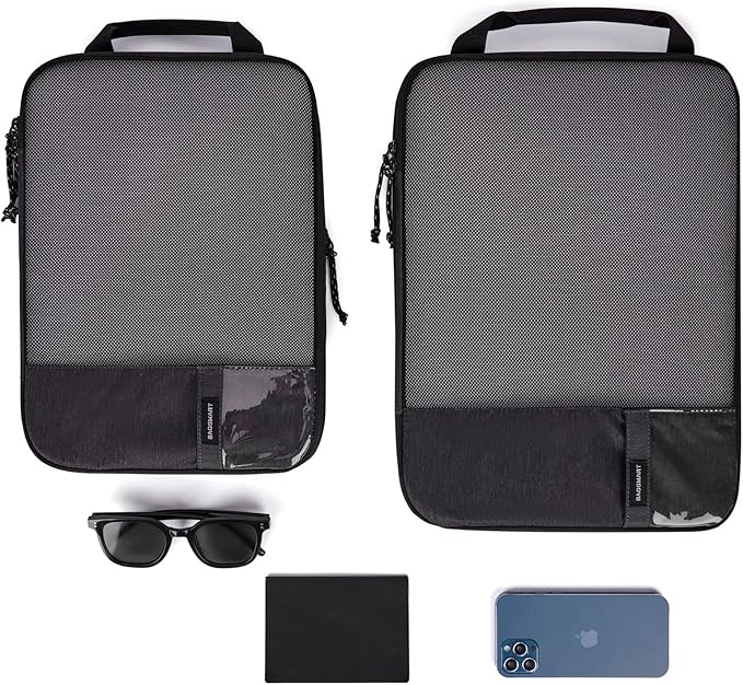 BAGSMART 6 Set Compression Packing Cubes - Lightweight Travel Essentials, Durable Luggage Organizer