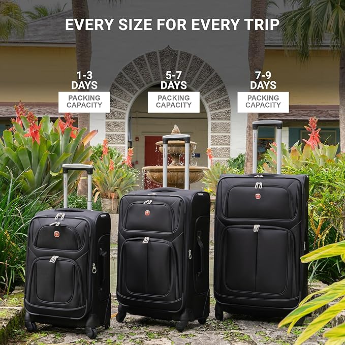 SwissGear Sion Softside Expandable Luggage, Blue, 3-Piece Set (21/25/29)