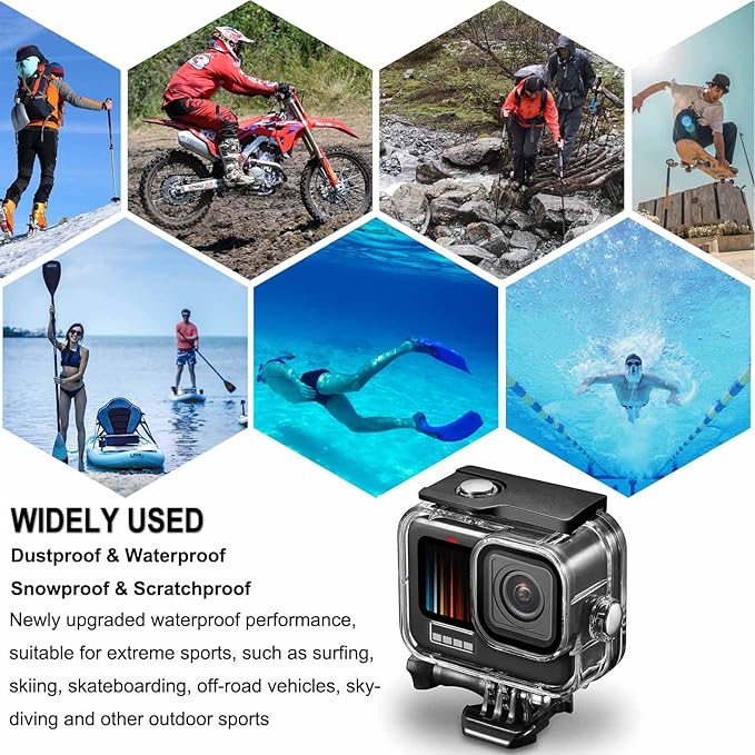Compatible for Go Pro Hero 7 6 5 Black Waterproof Housing Case 45M/147FT Protective Underwater Diving Case Shell with Cameras Handle Mount Accessories Kit