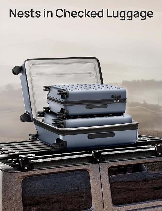Carry on Luggage 22 X 14 X 9 Airline Approved, 20 Inch Luggage for 3-5 Days Travel, Double Spinner Wheels, 100% Hardshell PC, TSA Lock (00-Shadow (Expandable), Checked 24-Inch)