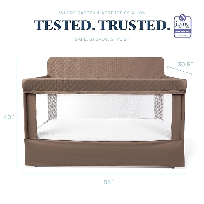 Baby Delight Lunaire Full Size Crib | Breathable Mesh Baby Crib | Tool-Free Assembly Baby Bed | 100% GOTS Certified Organic Cotton Fabric | Organic Mocha