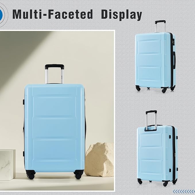 Merax Luggage Set 2 Piece Suitcase Sets with Spinner Wheel,Lightweight Hardside Expandable Travel Laggage with TSA Lock,Suitcase with Travel Bag(20"/28",Baby Blue)