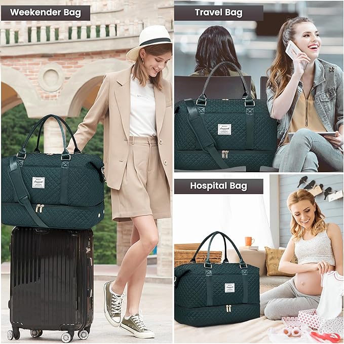 LOVEVOOK Travel Duffle Bag,Weekender Bags for Women with Shoe Compartment，Carry on Overnight Bag with Toiletry Bag,Gym Duffel Bag with Wet Pocket, Hospital Bags for Labor and Delivery