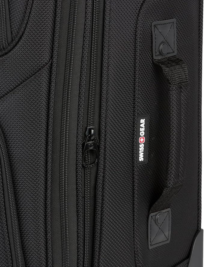 SwissGear Sion Softside Expandable Luggage, Black, Checked-Medium 25-Inch