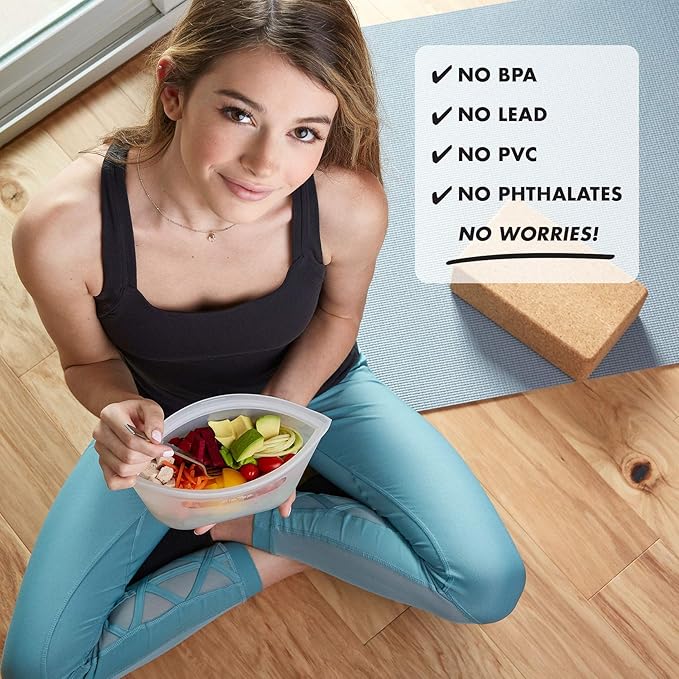 Zip Top Reusable Food Storage Bags | Medium Dish [Lavender] | Silicone Meal Prep Container | Microwave, Dishwasher and Freezer Safe | Made in the USA