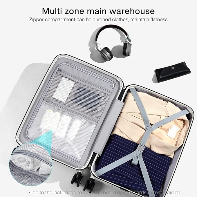 Hanke Grace Carry On Luggage with Wheels Airline Approved Hard Shell Suitcases with Front Pocket，Top Opening Luggage with TSA Lock for Short Business Travel，Blackish Green.