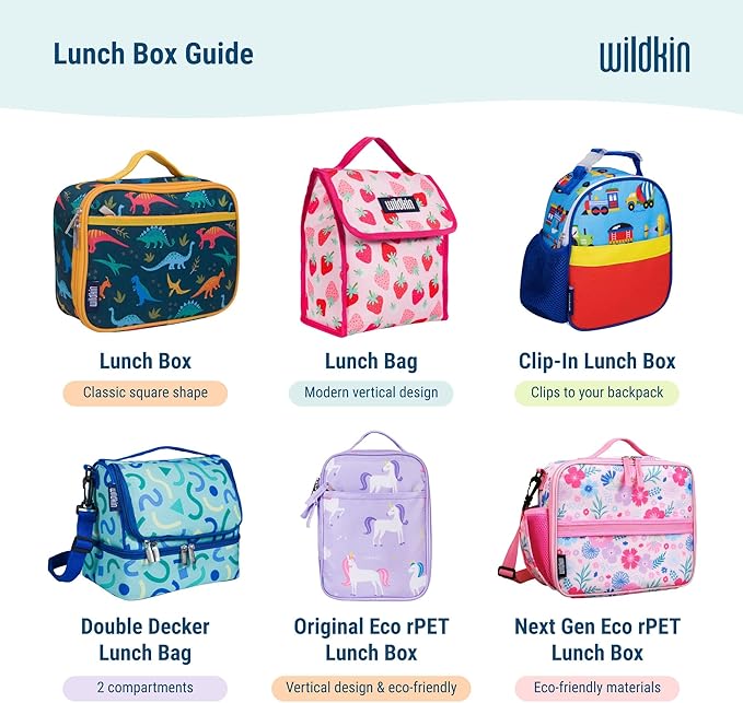 Wildkin Kids Insulated Lunch Box – Durable and Reusable for School & Travel - Rainbow Unicorn
